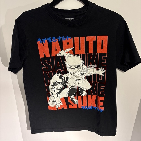 Other - Naruto Graphic Tee in Black with Red & White Print